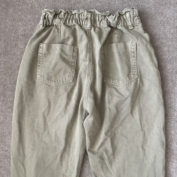 Zara Pants Womens 6 Beige Khaki High Rise Paperbag Cropped 24" Inseam Casual - Picture 12 of 13